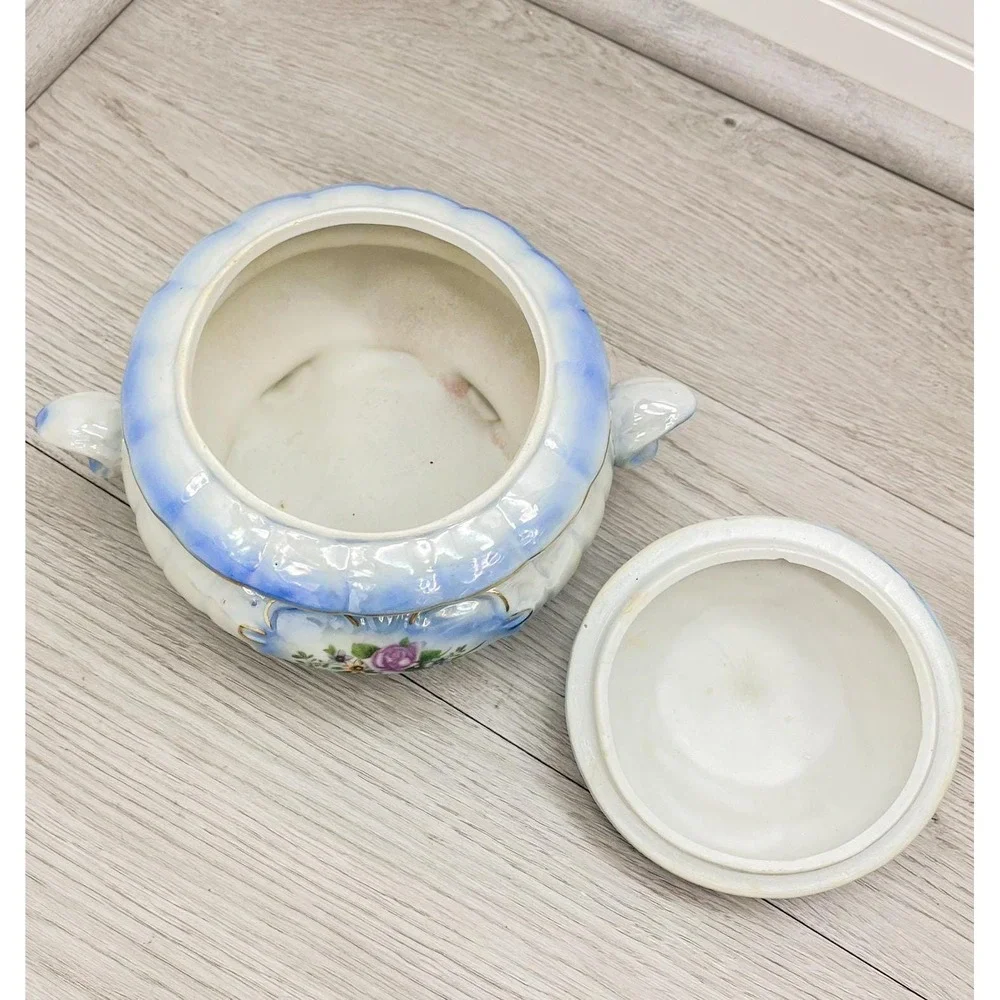 Vintage‎ Lusterware Trinket Jar: Floral Ceramic Biscuit Dish